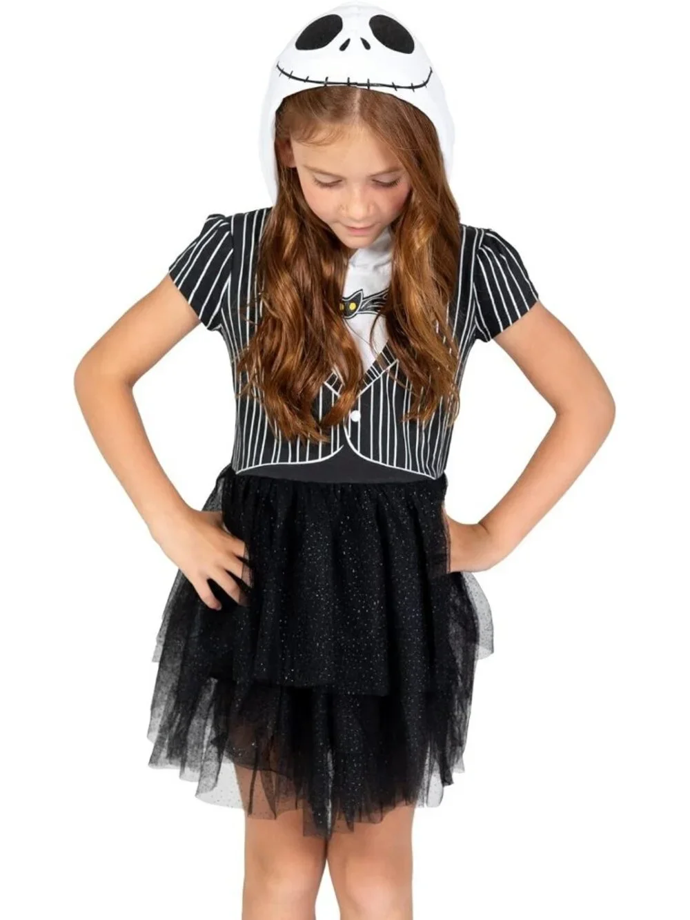 Jack Skellington Hooded Tutu Dress Girls Halloween Cosplay Costume